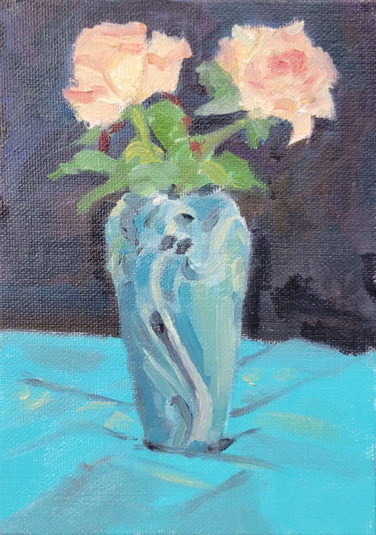 "Roses in a Van Briggle Vase"